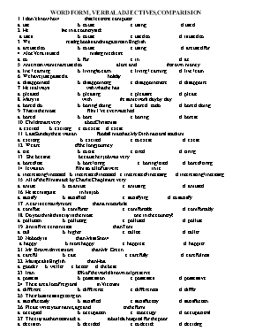 Word form, verbal adjectives, comparision